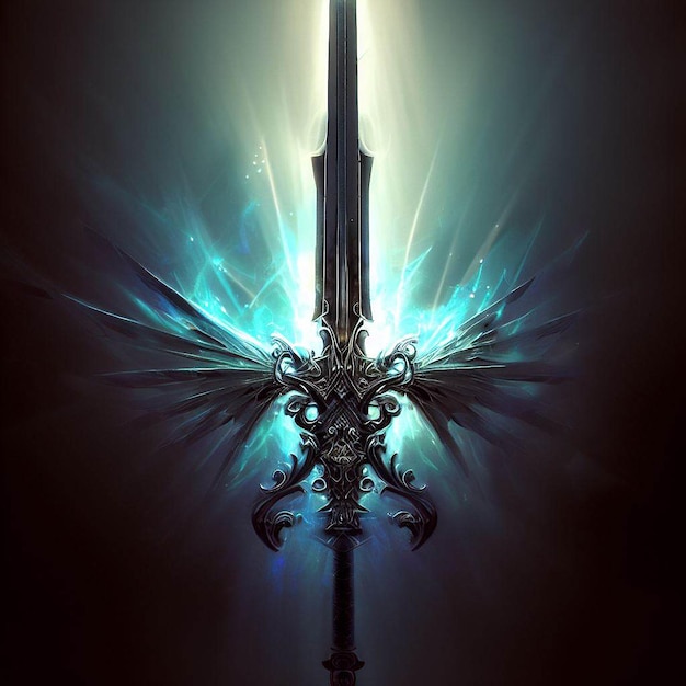 Uma espada com uma estrela branca nela