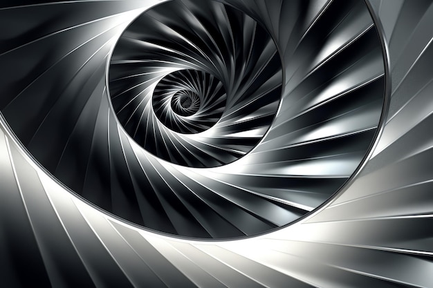 Uma espiral com um desenho branco e preto é mostrada.