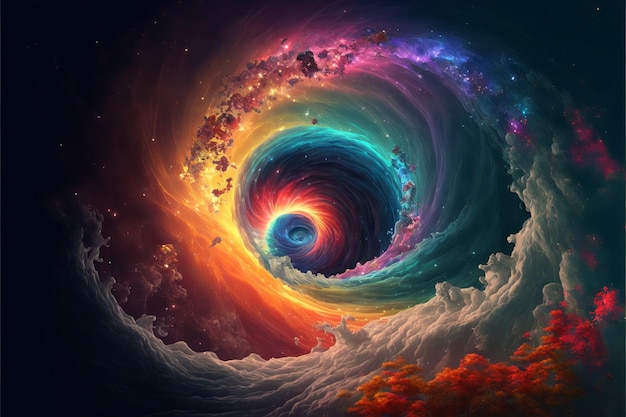 Uma espiral de cores está sendo transformada em espiral.