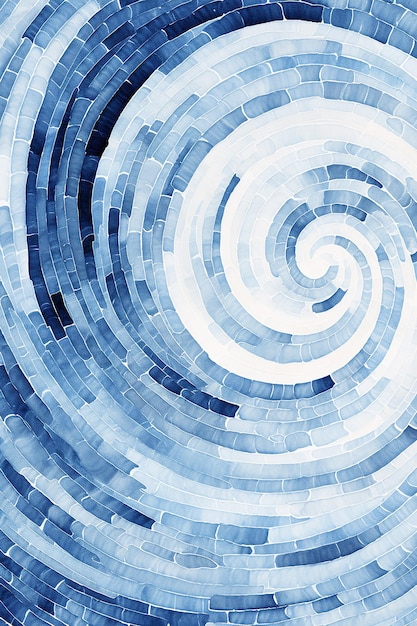 uma espiral em azul e branco