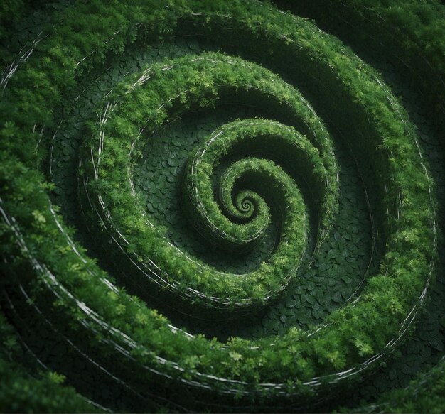 uma espiral no meio de uma floresta verde