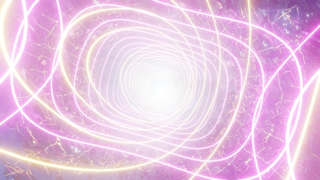 Uma espiral roxa e dourada com a palavra luz