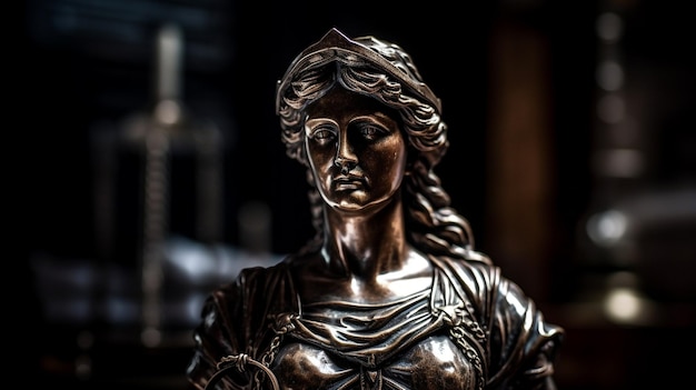 Uma estátua de bronze de uma mulher com uma coroa na cabeça