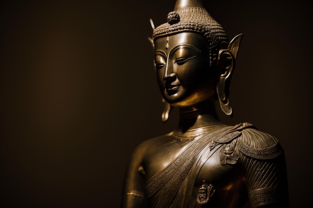 Uma estátua de Buda tailandês sentado e meditando no templo budista Antigo rosto de Buda da Tailândia Dia de Vesak