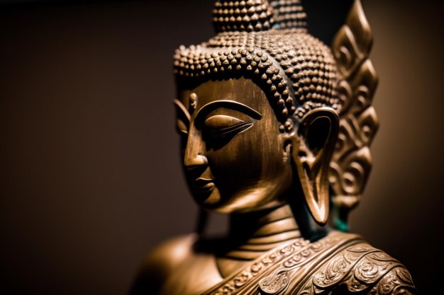 Uma estátua de Buda tailandês sentado e meditando no templo budista Antigo rosto de Buda da Tailândia Dia de Vesak