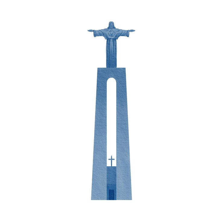 Foto uma estátua de jesus cristo em um pedestal com os braços estendidos escultura religiosa de portugal