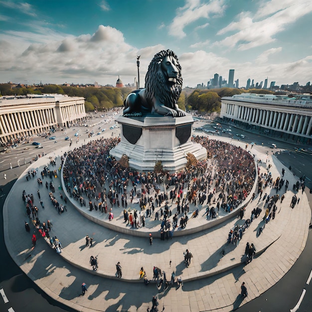 Foto uma estátua de leão