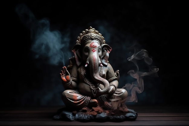 Uma estátua de um ganesha com a palavra ganesh na frente