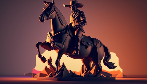 Uma estátua de um homem em um cavalo com um chapéu.
