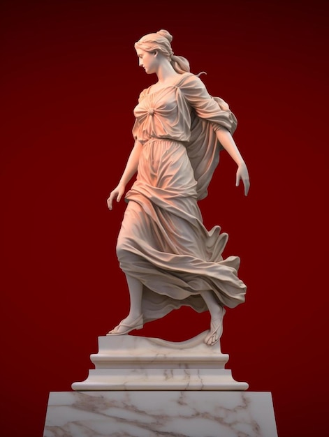 uma estátua de uma mulher com um vestido
