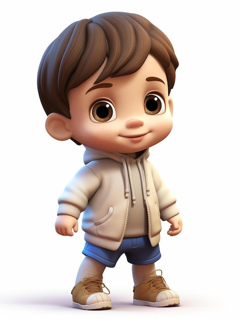 uma estatueta de um menino vestindo um casaco e calças jeans.