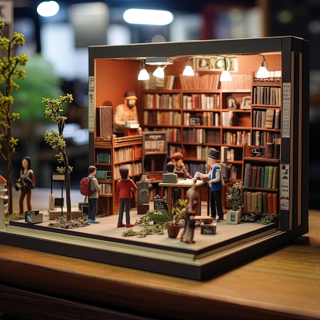 Foto uma estatueta em miniatura de pessoas está em uma mesa