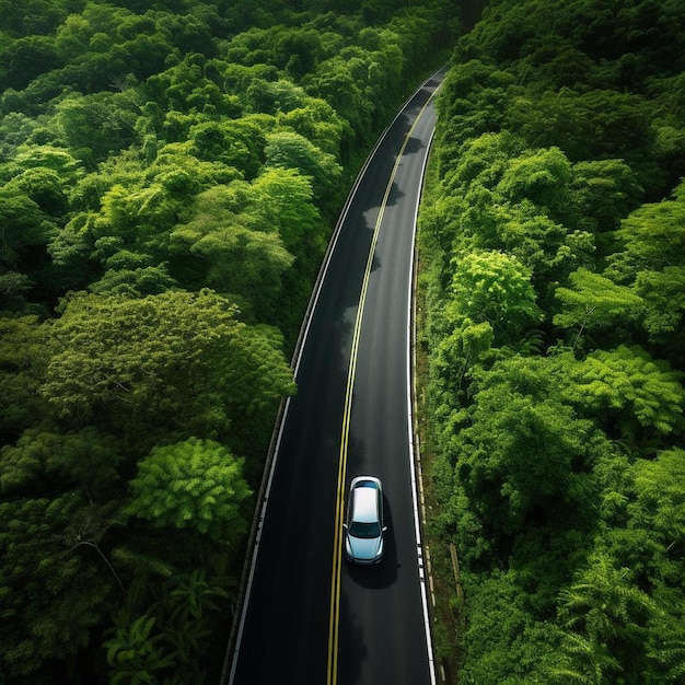 uma estrada com um carro nele e um carro na estrada