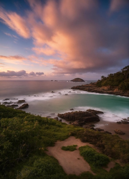 uma estrada com um pôr-do-sol no fundo