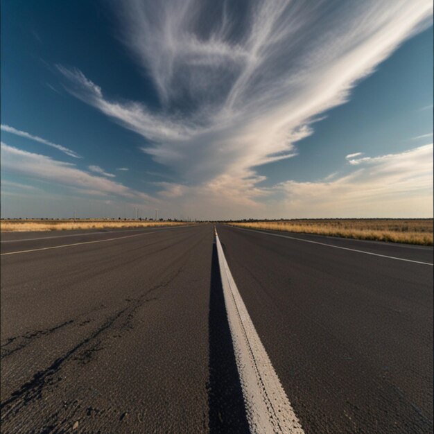 Foto uma estrada com uma linha branca que diz cirrus sobre ele