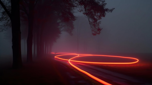 Uma estrada com uma luz vermelha
