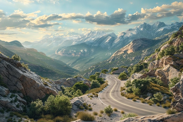 Uma estrada de montanha sinuosa que oferece vistas panorâmicas
