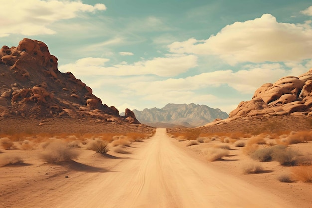 Uma estrada deserta cênica que se estende até o horizonte