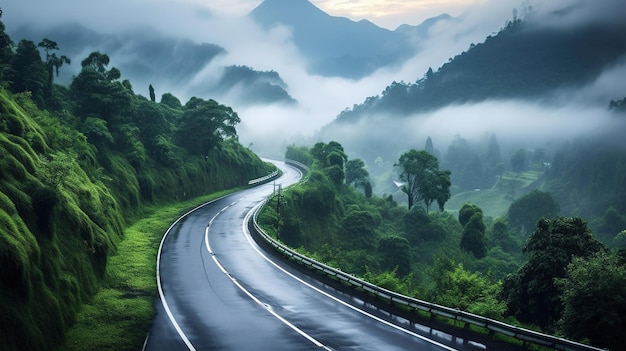 Uma estrada nas montanhas