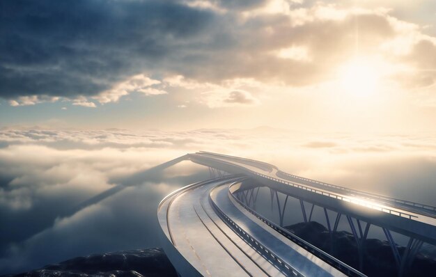 Foto uma estrada no céu