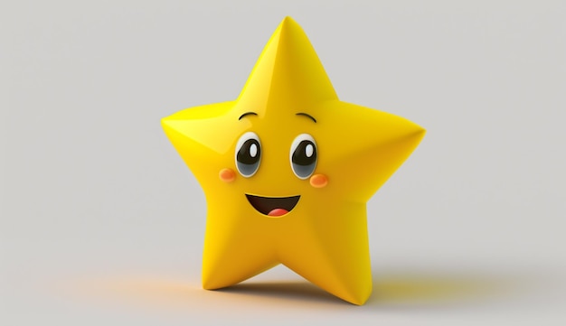 Uma estrela amarela com um rosto sorridente e um rosto sorridente.