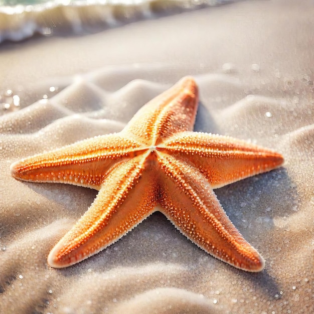 Foto uma estrela-do-mar está deitada na areia em uma praia