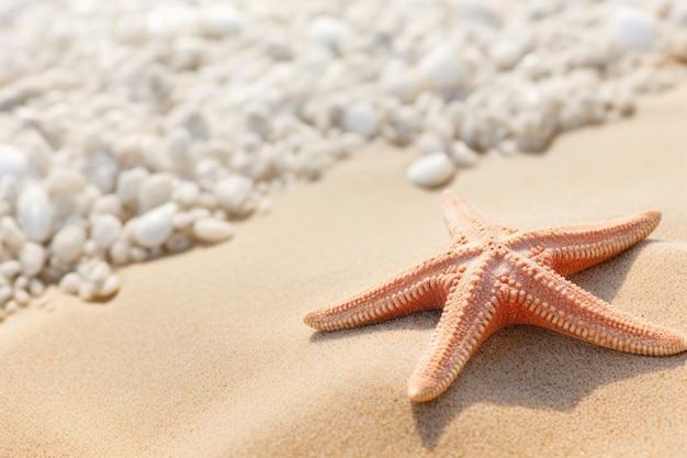 Uma estrela do mar na praia com areia branca