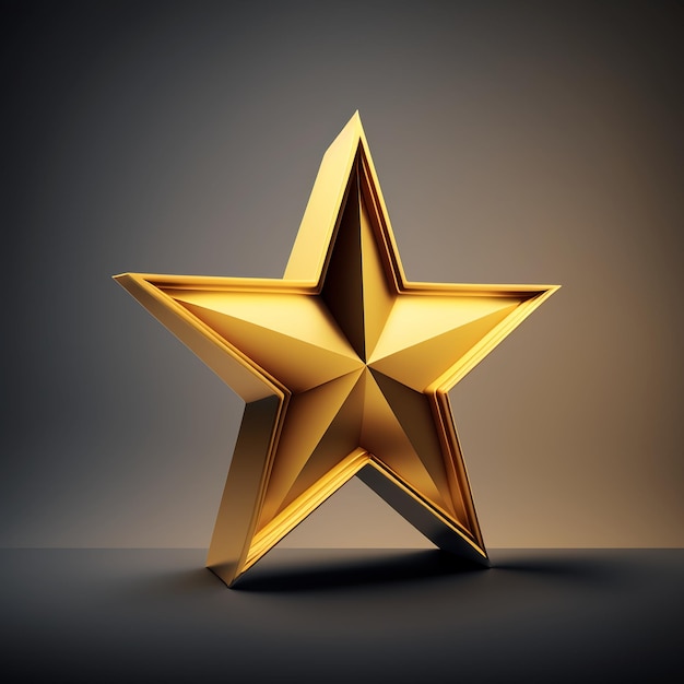 Uma estrela dourada com a palavra " on it " em um fundo escuro.