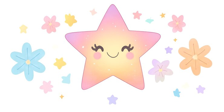 Foto uma estrela floresce com um sorriso estrela floral com um rosto feliz estrela sorridente cercada de flores t
