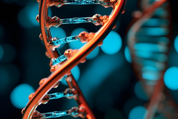 Uma estrutura de hélice de DNA 3D renderiza a biotecnologia da ciência genética