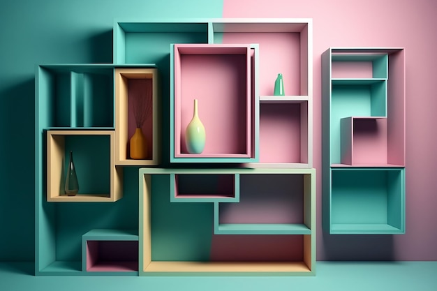 Uma exibição colorida de caixas