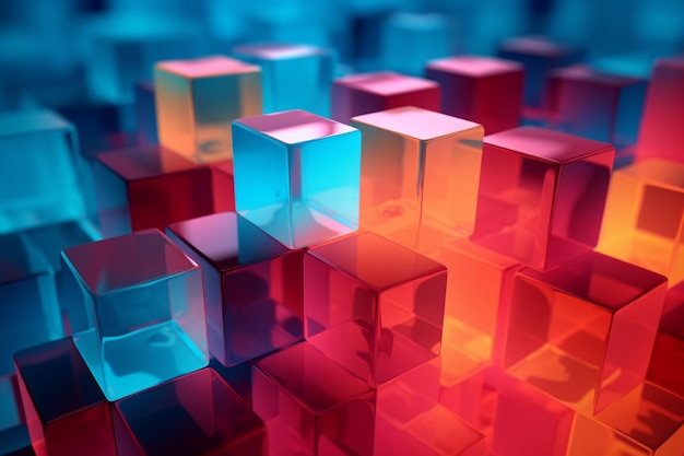 Uma exibição colorida de cubos com a palavra cubos nele