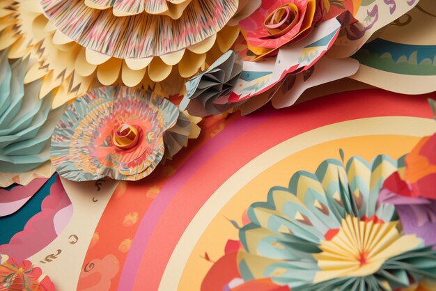 Uma exibição colorida de flores de papel com a data de 2011