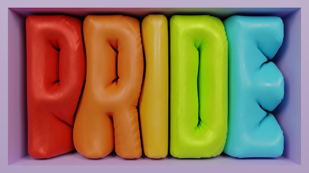 Foto uma exibição colorida de letras que dizem orgulho