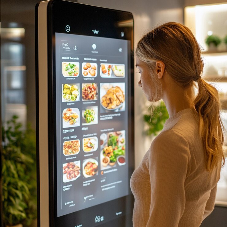 Foto uma exibição digital de recomendações dietéticas e planos de fitness adaptados às necessidades de saúde das mulheres