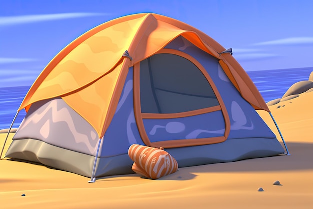 Uma experiência de acampamento na praia que é relaxante e aconchegante Generative AI