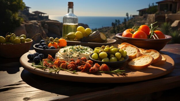 Uma experiência de jantar rústica ao lado de um penhasco com frutos do mar frescos e um cenário panorâmico do oceano