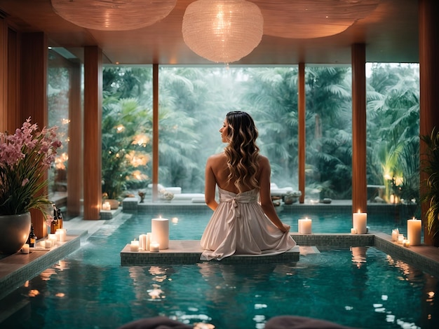 Uma experiência de spa serena com um ambiente tranquilo, música suave e uma variedade de tratamentos