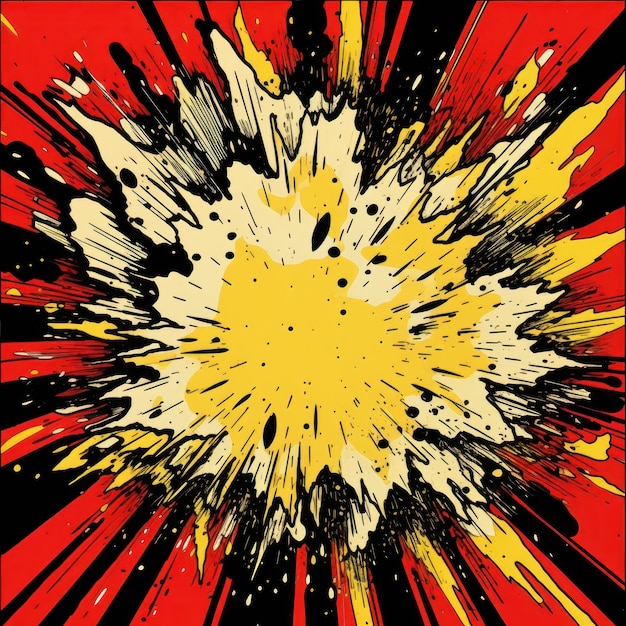 uma explosão amarela e preta