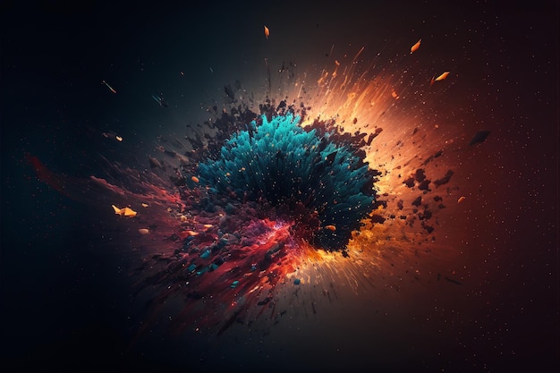 Uma explosão colorida com um fundo preto