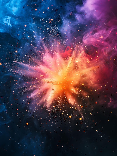 uma explosão colorida de gás e gás