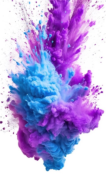 Uma explosão colorida de tinta em um fundo branco