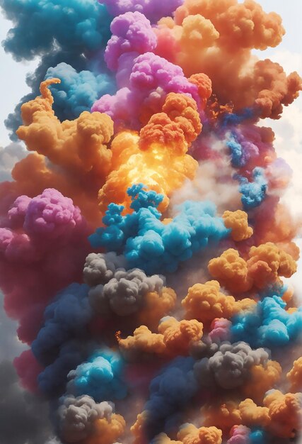 Uma explosão de fumaça colorida