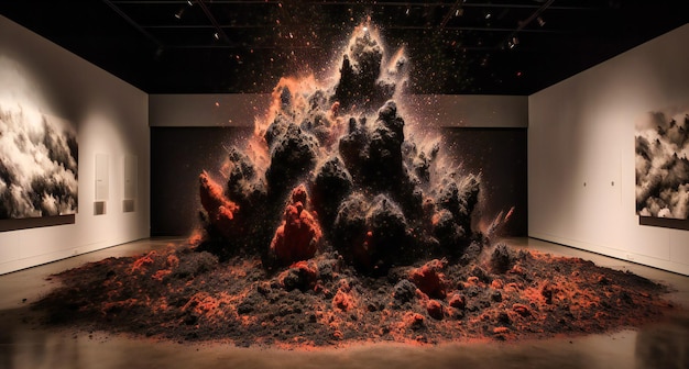 Foto uma explosão de pólvora negra no chão