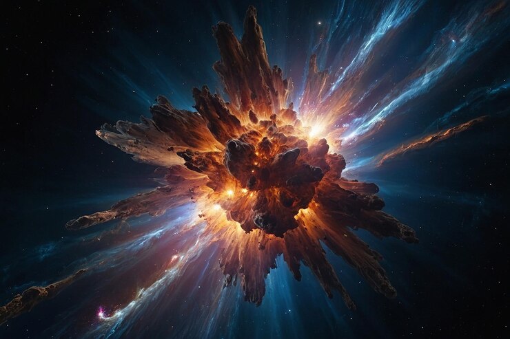 Foto uma explosão de supernova no espaço profundo.