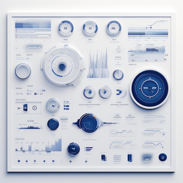 uma exposição de copos e pratos com a palavra " azul " na parte inferior.