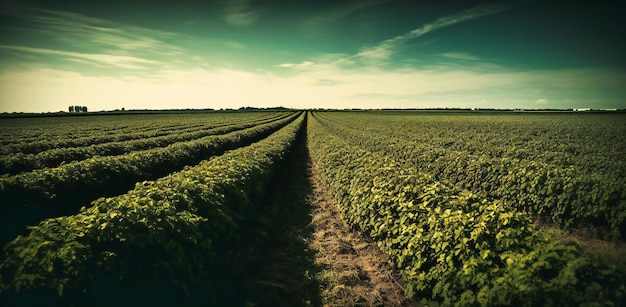 Foto uma extensão de campos verdes com céu limpo