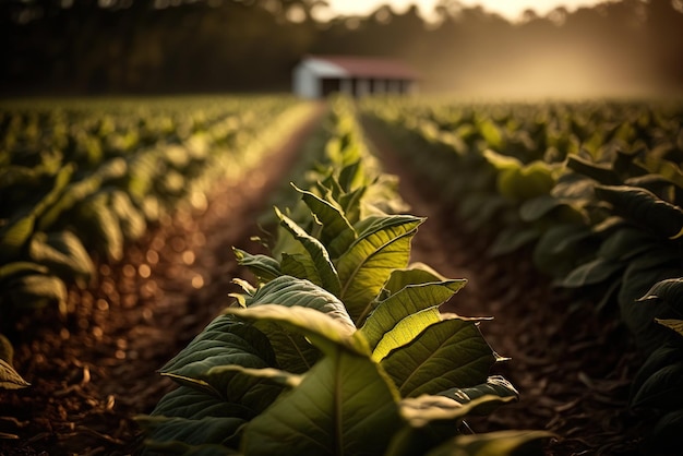 Foto uma exuberante plantação de tabaco