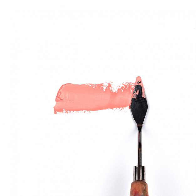 Foto uma faca de paleta de pintura isolada em um fundo branco pintando uma rosa