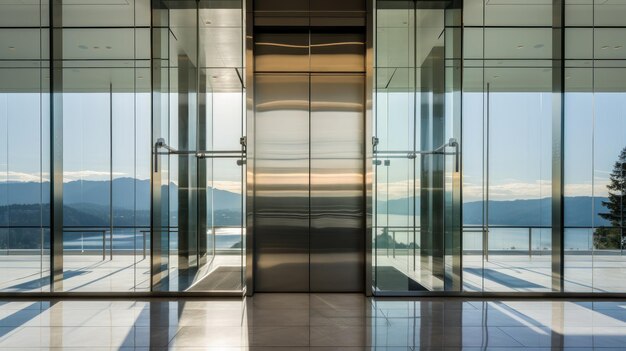 Foto uma fachada de elevador contemporânea adornada com superfícies reflexivas